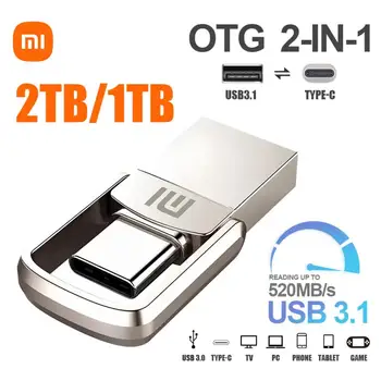 Xiaomi Usb 3.1 флаш памет 2TB USB стик тип C Otg ключ USB памет 1TB 256GB Pendrive 128GB За Adroid телефон / Smart TV 4K
