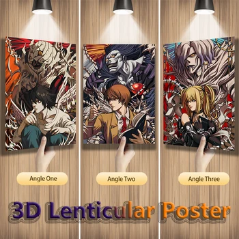 Yagami Light L·Lawliet Misa Amane Anime Death Note 3D лещовидни печатни плакати за дома аксесоари стая декор (без рамка)