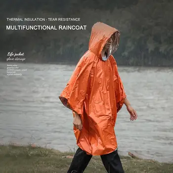 Аварийно дъждобран пончо PE алуминиев филм удебелен отразяващ дълго одеяло велосипед колоездене дъждобран оцеляване оборудване