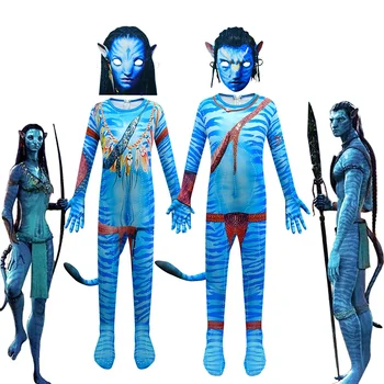 Аватар 2 Пътят на водата Neytiri косплей аниме Хелоуин костюми за деца Zentai фантазия гащеризони маскировка карнавални дрехи