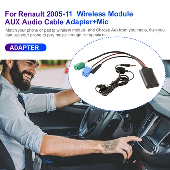 Автомобилен Bluetooth-съвместим модул Хендсфри автомобил Bluetooth-съвместим адаптерен кабел с MIC аудио кабелен адаптер за Renault Laguna