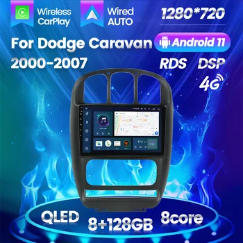 Автомобилно аудио радио GPS за Dodge Caravan 2000 - 2007 Android Auto Touch Screen QLED стерео навигация Мултимедия DSP 8-ядрен No DVD