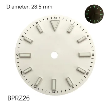 Аксесоари за часовници 28,5 мм циферблат без календар слънце модел повърхност NH35 зелена светлина