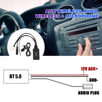 Аудио адаптер кабел кола Bluetooth-съвместим AUX адаптер Bluetooth-съвместим с микрофон за Mazda RX8 MX5 2 3 5 6