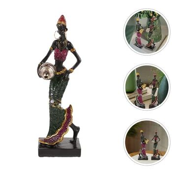 Африкански дама фигури скулптура смола занаят фигурка статуя скулптура дома смола скулптура