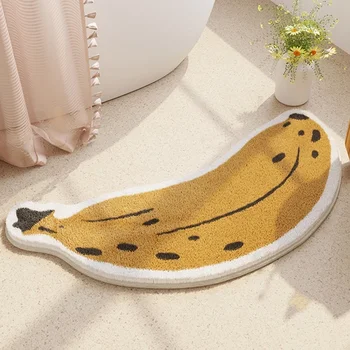 Бананова форма Постелки Баня Душ Килим Kawaii Декорация на хола Килим Неплъзгащи се абсорбиращи килими Изтривалка Спалня Alfombra