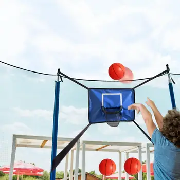 Батут баскетболен обръч с помпа и топка Водоустойчив с свързващи въжета Слънцезащита Лесна инсталация Лека задна дъска