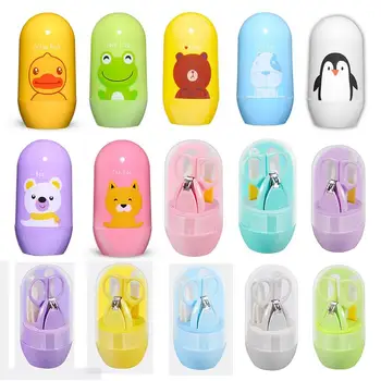 Бебешки здравни комплекти Бебешки комплект за грижа за ноктите Ножици за подстригване на бебешки пръсти, нокторезачки Карикатура животно с кутия за съхранение