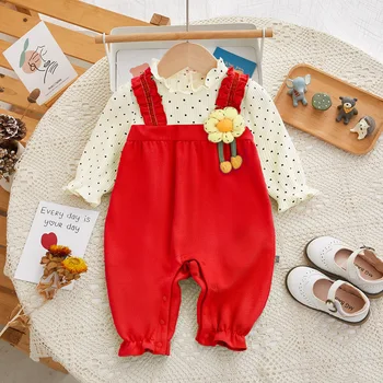 бебешко облекло есенен детски гащеризон 3D малко цвете момиче облекло новородено износване 2023