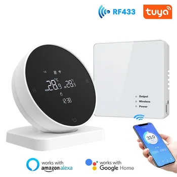 Безжичен Wifi термостат за отопление на газов котел Tuya Battrery RF температурен контролер Alice Google Home