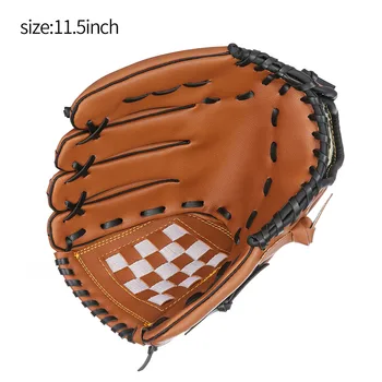 Бейзбол PU кожена ръкавица Открит спорт Бейзбол софтбол практика обучение ръкавица спортна екипировка черен 11 5 инча