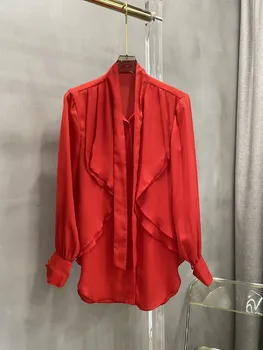 Блуза трептене волан пластове дизайн случайни мода 2023 лято нов 0518
