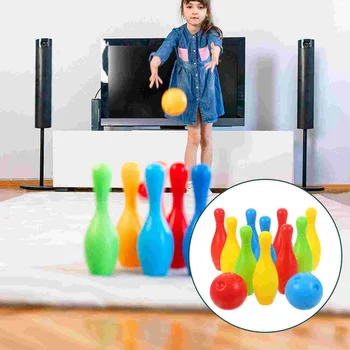 Боулинг комплект играчки включва и топки на закрито и открито боулинг игра за деца подаръци, семейно събиране