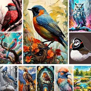 Боя за птици бухал по номера Комплекти за рисуване на диамантено изкуство Изкуства и занаяти за възрастни Домашен декор Подарък на майката Дропшипинг 2023 НОВО