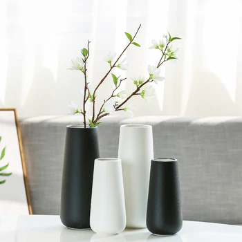 Бял/черен керамични вази скандинавски стил елегантен декоративен цвете ваза хол телевизор кабинет маса дома декорация орнаменти