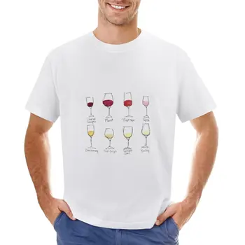 Вино Стъклени цветове Акварел Тениска заготовки обикновени тениски Мъжки тениски