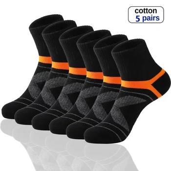 Високо качество 5 чифта Lot мъже памучни чорапи черни спортни чорапи случайни тичам зимни чорапи мъже дишаща мъжки чорап Sokken размер38-44