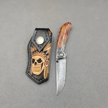 Висококачествен шведски прах Дамаск джобен нож самозащита на открито EDC инструмент оцеляване къмпинг преносими ловни сгъваеми ножове