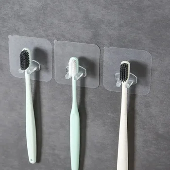 висулка многофункционална прозрачна кука за четка за зъби неперфорирана домашна стая за съхранение на баня прост рафт без маркировка 5бр