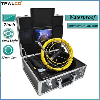  водоустойчива 17 мм индустриална видеокамера с 6pcs регулируеми светодиоди 20-50m 7inch дренаж ендоскоп тръба система за инспекция