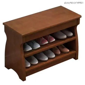 Всички масивна дървесина обувки смяна табуретка съхранение стол дома врата флип обувка кабинет тип тристепенен голям модел може да седи на китайски-