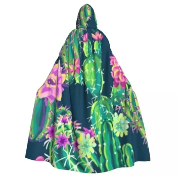 Възрастен Хелоуин кактуси и цветя наметало нос качулка средновековен костюм пълна дължина рокля палто