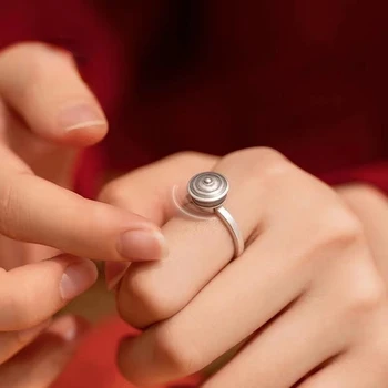 Въртящ се декомпресиран пръстен регулируем отваряне жени мъже пръстен двойка цвете проектирани 925 стерлинги сребърни бижута пръст пръстени