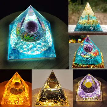 Генератор на енергия Оргонна пирамида Аметист Перидот Изцеление Естествен кристал Рейки чакра генератор Оргонит пирамида медитация инструмент