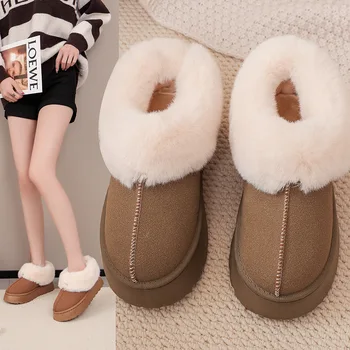 Глезена Flats платформа жени сняг ботуши велур плюшени топли ежедневни обувки 2023 Зима Нова дебела готическа мода Челси 