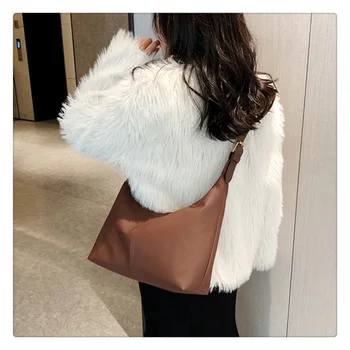Дамска чанта за рамо проста текстура чанта за подмишници Дамска мода мода чанта с голям капацитет