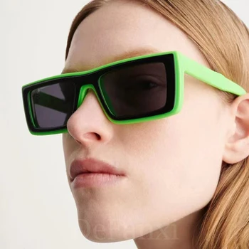 Дамски зелени правоъгълни рамки слънчеви очила 2023 Марка дизайнер реколта малка рамка слънчеви очила дами UV защита квадратна сянка