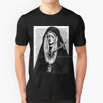 Дева Мария от скърби T Shirt 100% памук Tee Aesthetic Virgin Mary Goth Punk Черно и бяло Mcr My Chemical Romance