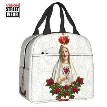 Дева Мария от Фатима Дева Мария изолирани чанти за обяд за работа училище Португалия Броеница католически непропусклив термичен охладител Bento Box