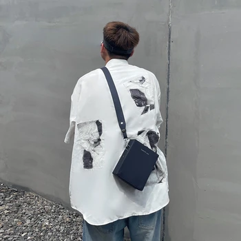 Дизайнер Луксозен малък квадрат рамо чанта случайни куфар форма Crossbody чанта за мъж Pu кожа пратеник чанта чанти чанти