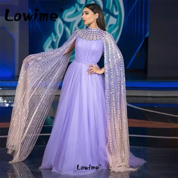 Дубай дизайн лилави луксозни вечерни рокли 2023 Дълъг нос ръкав официални вечерни рокли кристал мъниста абитуриентски знаменитост парти рокля