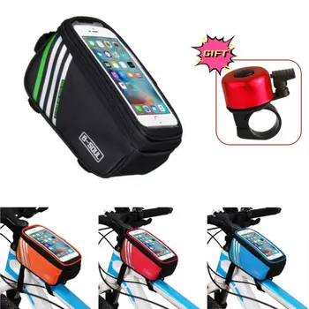 Дъждоустойчива рамка за чанта за велосипеди Предна горна тръба Колоездачна чанта Отразяваща 6.5in телефон случай сензорен екран чанта MTB аксесоари за велосипеди