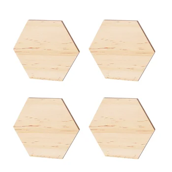 Дървени шестоъгълни резени Празни етикети за имена Дървени форми Орнаменти за парти сватба Декорация на дома 9см