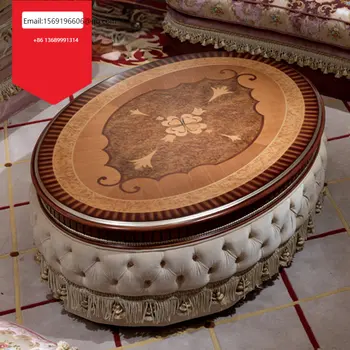 европейски стил маса за чай от масивно дърво вила луксозна маса за чай дворец неокласическа кърпа овална маса за чай персонализиране