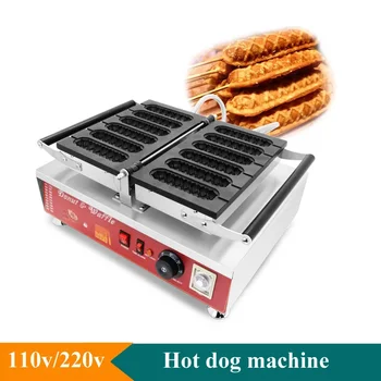 Електрически 110V 220V машина за производство на колбаси за хот-дог 6PCS хрупкава вафлена машина за домашна употреба Кухня Hot Dog Waffler Maker за закуска