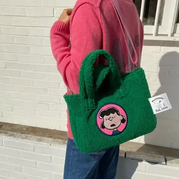 Есен и зима Snoopy бродирани пратеник чанта чанта случайни мода рамо чанта голям капацитет голяма пазарска чанта