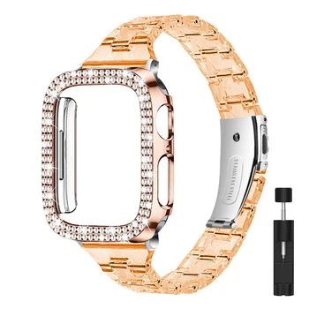 За Apple Watch 7 6 5 4 41mm 40mm 45mm 44mm лента + калъф bling капак за iwatch se тънък прозрачен калъф за каишка от смола Аксесоари за брони