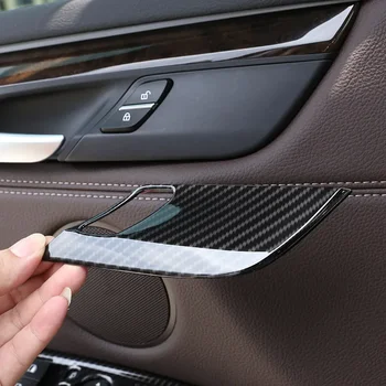 За BMW X5 F15 X6 F16 14-18 ABS сребро / въглеродни влакна текстура кола безопасност врата заключване дръжка купа капак подстригване стикери аксесоари за кола