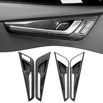 За Kia EV6 2022 2023 Дръжка на вътрешната врата на колата Bowl Cover Trim стикери Протектор за кола Аксесоари за стайлинг на автомобили Carbon Fiber Black