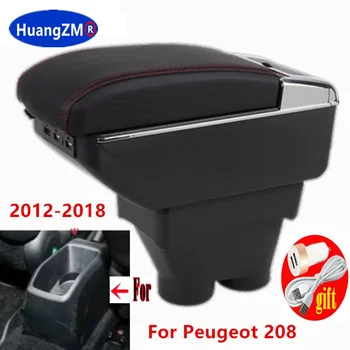 За Peugeot 208 Кутия за подлакътници 2012-2018 Кутия за съхранение Държач за кола Пепелник Интериорни аксесоари Части за модернизация USB 2017 2016 2015