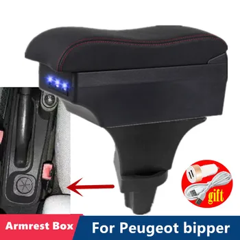 За Peugeot bipper Подлакътник кутия за Peugeot bipper Кутия за подлакътници за кола централна кутия за съхранение Преоборудване на интериора с USB аксесоари за кола