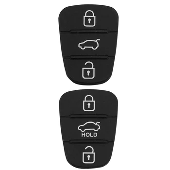 Замяна на 3 бутона гумена подложка за Hyundai Kia кола дистанционно ключодържател случай черупка трайни силикагел писма / без писма 45 * 28 * 1mm
