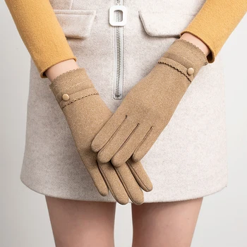 Зимни дамски ръкавици Открит Колоездене Сгъстяване Ветроупорни топли ръкавици Висока еластичност сензорен екран шофиране ръкавици нови