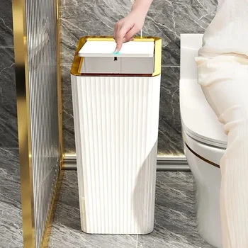 Злато Домакински боклук Nordic може луксозна баня преса кошчета кухня Living Press-тип капак Light стая боклук с отпадъци
