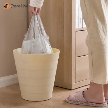 Издръжлива пластмаса Удобна пластмаса без капак Практична декоративна кофа за боклук за дома Бамбуково зърно Екологична популярна домашна кухня