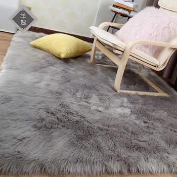 Изкуствена вълна топло космат килим твърд квадратен правоъгълник мека изкуствена овча кожа килим стол покритие площ постелки килими детска стая